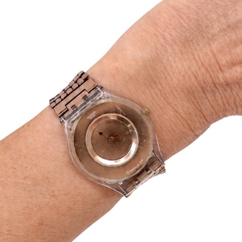 Vintage Swatch Skin Paved in Bronze SFK129 Womens Bracelet Watch New Battery